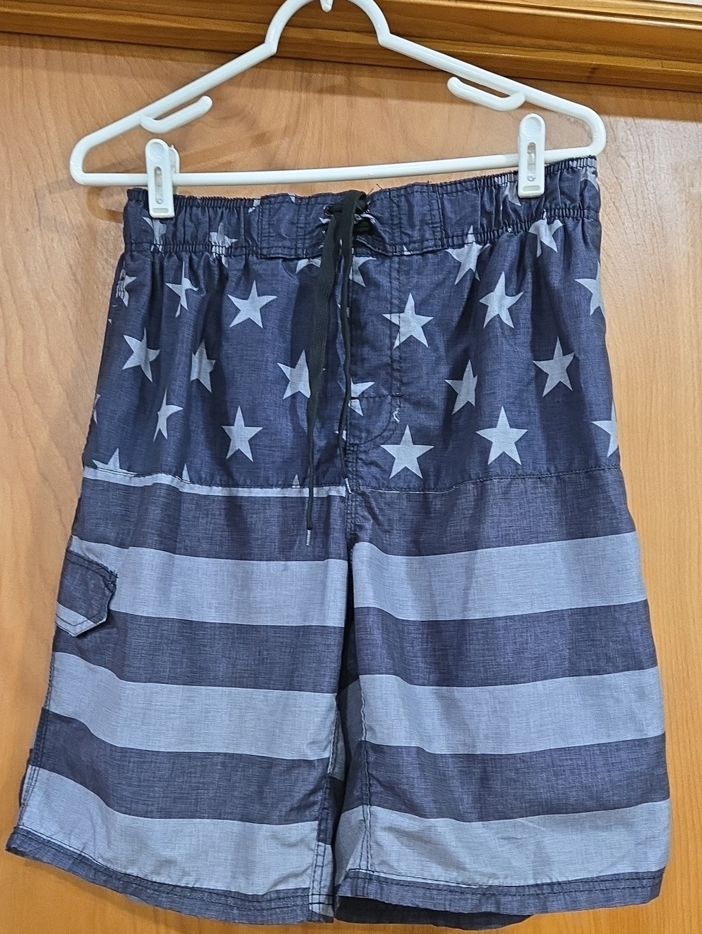 Kanu Surf Dark Grey & Light Gray Star Stripe Cargo Swim Shorts
